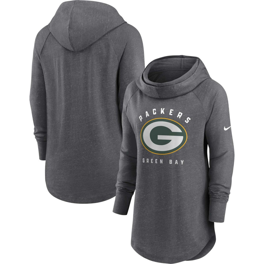 Women's Raglan Funnel Neck Pullover Hoodie - Green Bay Packers Hoodies
