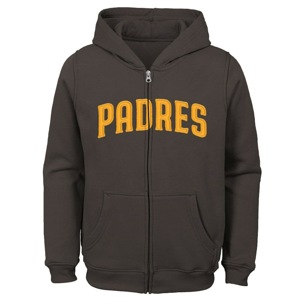 Brown San Diego Padres Youth Wordmark Full-Zip Fleece Hoodie