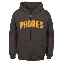Brown San Diego Padres Youth Wordmark Full-Zip Fleece Hoodie