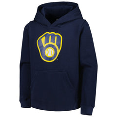 Navy Milwaukee Brewers Youth Team Primary Logo Pullover Hoodie