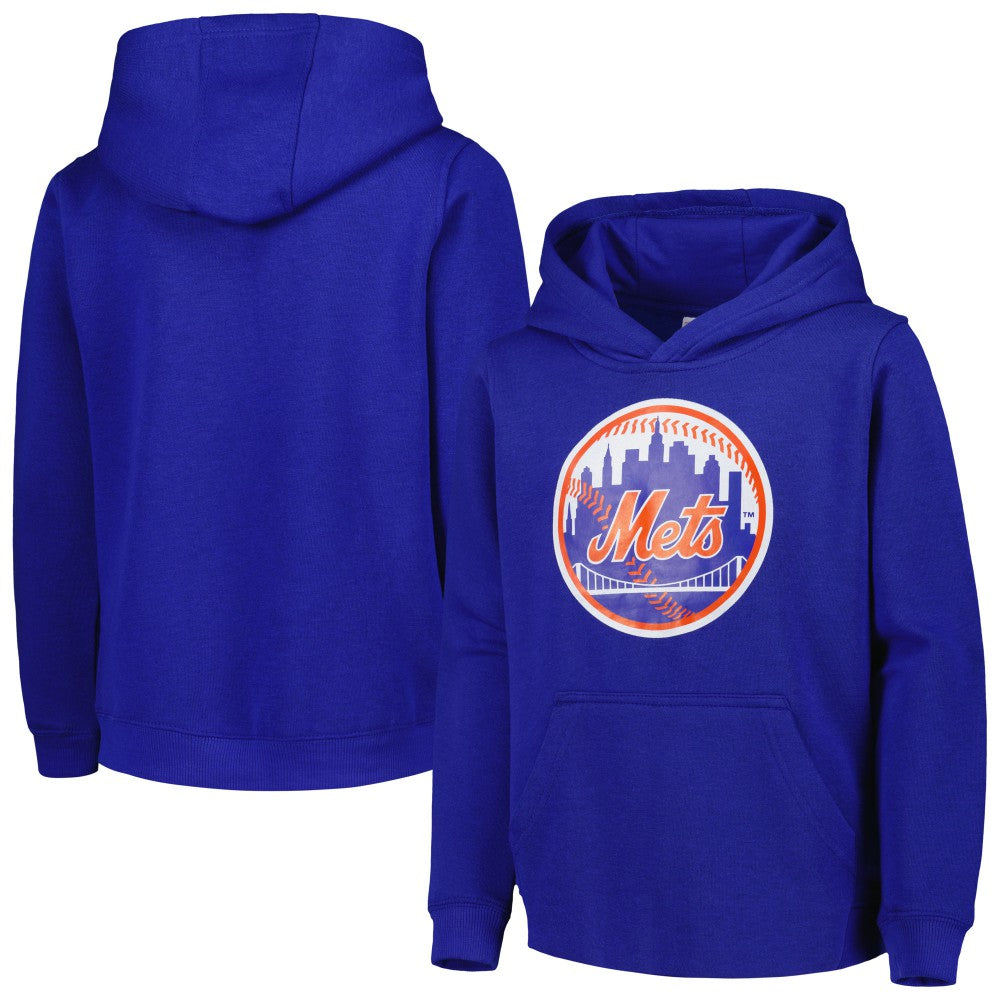 Royal New York Mets Youth Team Primary Logo Pullover Hoodie