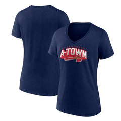 Navy Atlanta Braves Women's Paint the Black V-Neck T-Shirt
