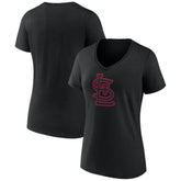 Black St. Louis Cardinals Women's Rough Diamond V-Neck T-Shirt