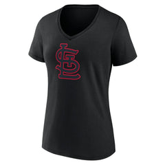 Black St. Louis Cardinals Women's Rough Diamond V-Neck T-Shirt