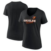 Black Baltimore Orioles Women's Back In Business V-Neck T-Shirt