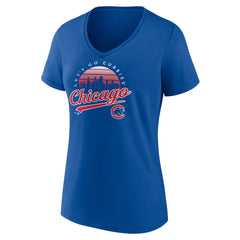 Royal Chicago Cubs Women's One Champion V-Neck T-Shirt