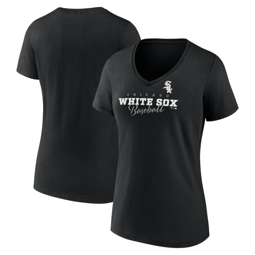 Black Chicago White Sox Women's Back In Business V-Neck T-Shirt