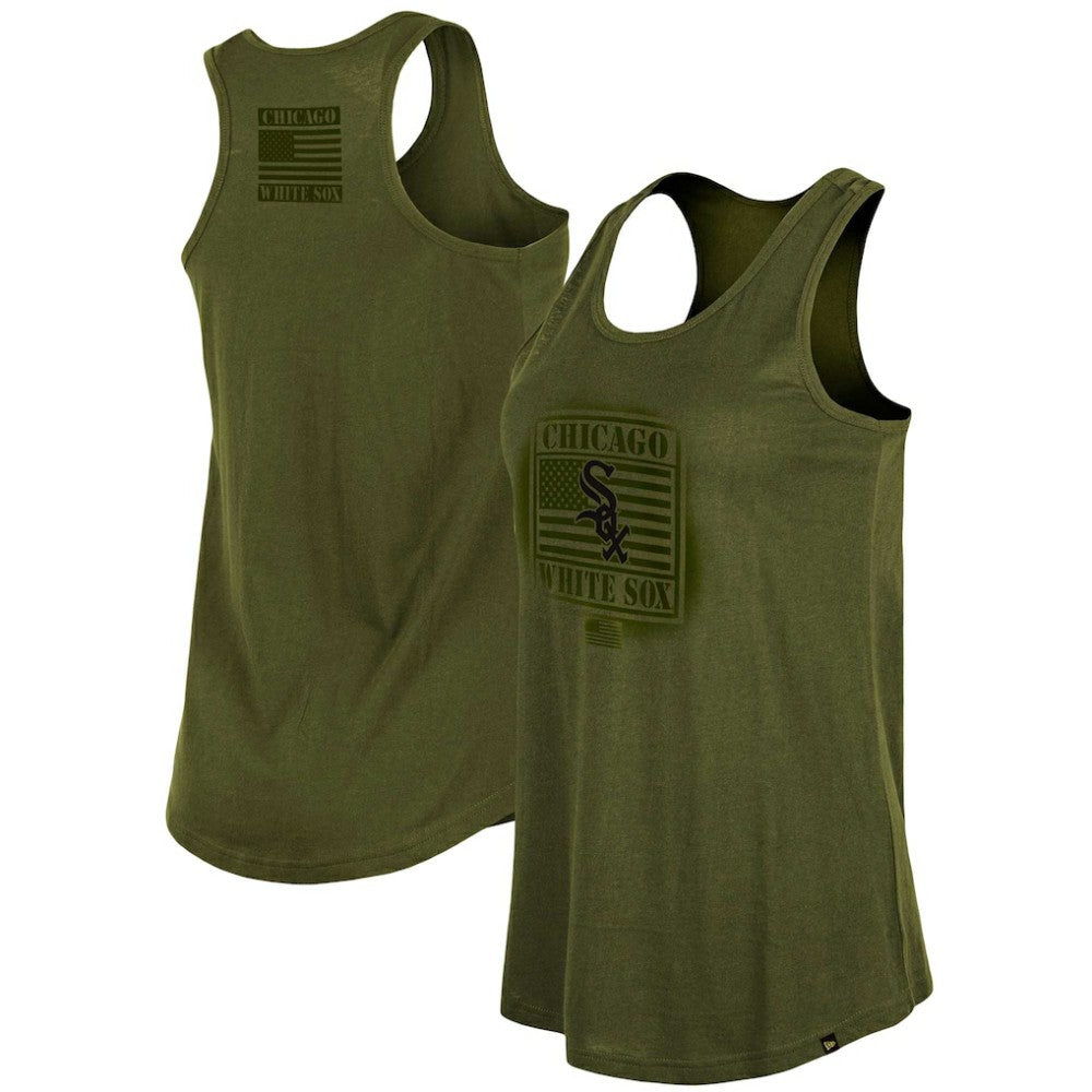 Olive Chicago White Sox New Era Women's 2023 Armed Forces Day Racerback Tank Top
