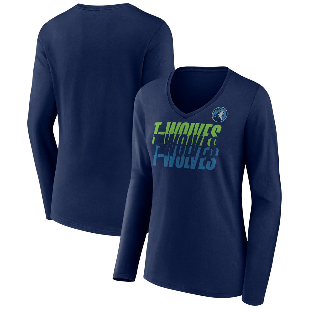 Minnesota Timberwolves Women's Tumble V-Neck Long Sleeve T-Shirt