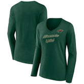 NHL Minnesota Wild Women's Forge Long Sleeve V-Neck T-Shirt