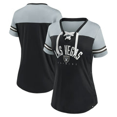 Women's Blitz & Glam Lace-Up V-Neck Jersey T-Shirt - Las Vegas Raiders T-shirts