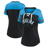 Women's Blitz & Glam Lace-Up V-Neck Jersey T-Shirt - Carolina Panthers T-shirts