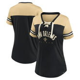 Women's Blitz & Glam Lace-Up V-Neck Jersey T-Shirt - New Orleans Saints T-shirts