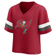 Women's Established Jersey Cropped V-Neck T-Shirt - Tampa Bay Buccaneers T-shirts