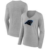 Women's Primary Team Logo Long Sleeve V-Neck T-Shirt - Carolina Panthers T-shirts