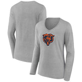 Women's Primary Team Logo Long Sleeve V-Neck T-Shirt - Chicago Bears T-shirts