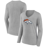 Women's Primary Team Logo Long Sleeve V-Neck T-Shirt - Denver Broncos T-shirts