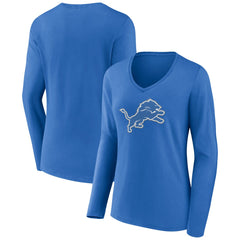 Women's Primary Team Logo Long Sleeve V-Neck T-Shirt - Detroit Lions T-shirts