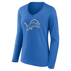 Women's Primary Team Logo Long Sleeve V-Neck T-Shirt - Detroit Lions T-shirts
