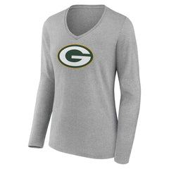 Women's Primary Team Logo Long Sleeve V-Neck T-Shirt - Green Bay Packers T-shirts