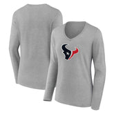 Women's Primary Team Logo Long Sleeve V-Neck T-Shirt - Houston Texans T-shirts