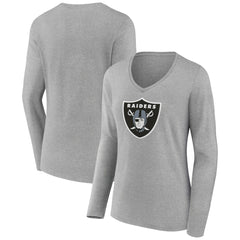 Women's Primary Team Logo Long Sleeve V-Neck T-Shirt - Las Vegas Raiders T-shirts