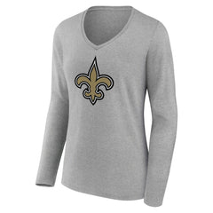 Women's Primary Team Logo Long Sleeve V-Neck T-Shirt - New Orleans Saints T-shirts