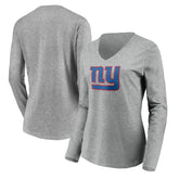 Women's Primary Team Logo Long Sleeve V-Neck T-Shirt - New York Giants T-shirts