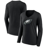 Women's Primary Team Logo Long Sleeve V-Neck T-Shirt - Philadelphia Eagles T-shirts