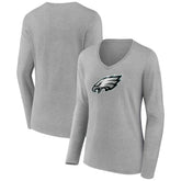 Women's Primary Team Logo Long Sleeve V-Neck T-Shirt - Philadelphia Eagles T-shirts