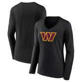 Women's Primary Team Logo Long Sleeve V-Neck T-Shirt - Washington Commanders T-shirts
