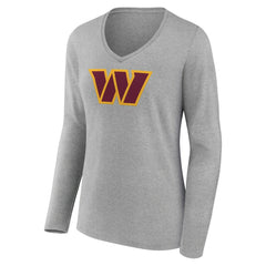 Women's Primary Team Logo Long Sleeve V-Neck T-Shirt - Washington Commanders T-shirts