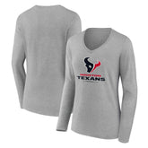 Women's Logo Team Lockup Long Sleeve V-Neck T-Shirt - Houston Texans T-shirts