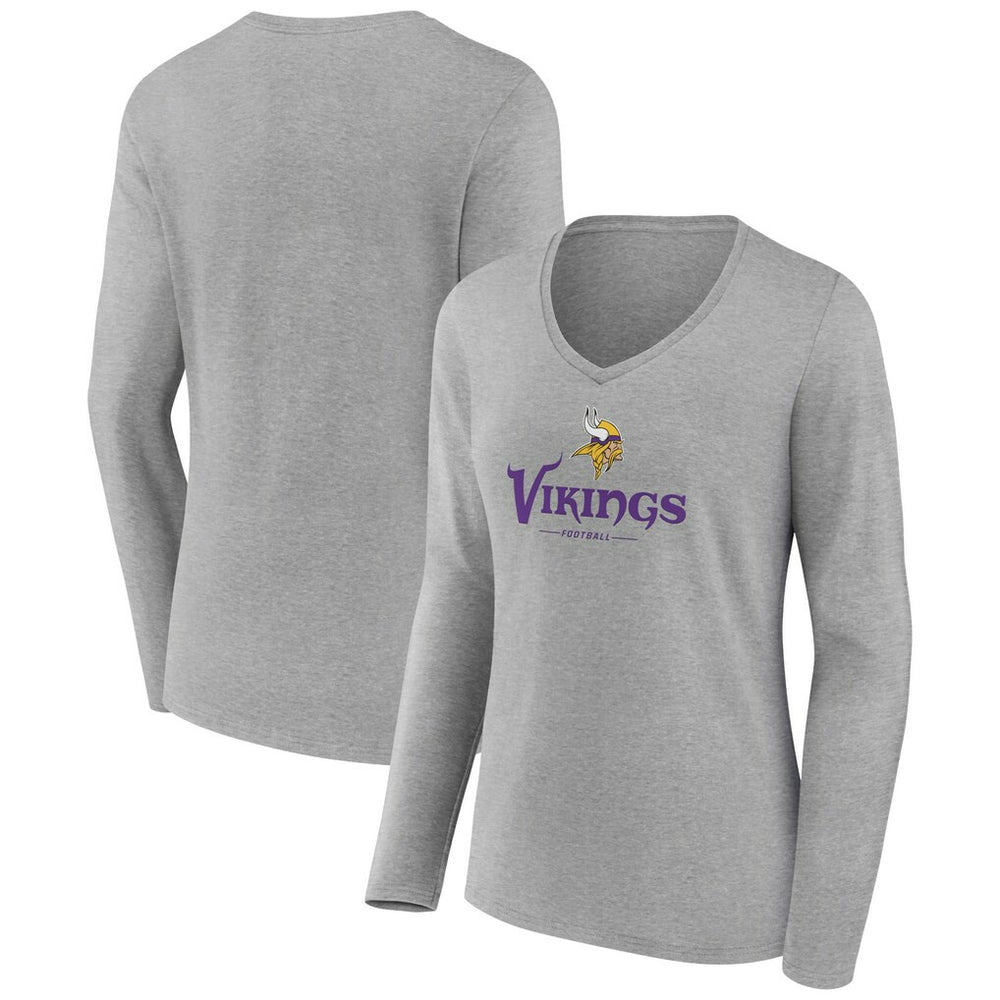 Women's Logo Team Lockup Long Sleeve V-Neck T-Shirt - Minnesota Vikings T-shirts