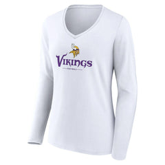 Women's Logo Team Lockup Long Sleeve V-Neck T-Shirt - Minnesota Vikings T-shirts