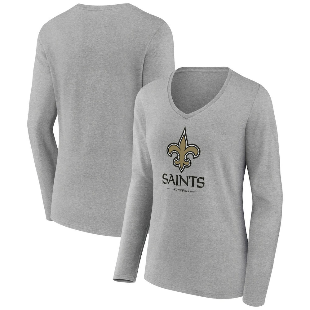 Women's Logo Team Lockup Long Sleeve V-Neck T-Shirt - New Orleans Saints T-shirts