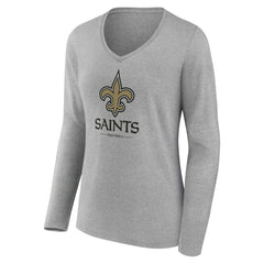 Women's Logo Team Lockup Long Sleeve V-Neck T-Shirt - New Orleans Saints T-shirts