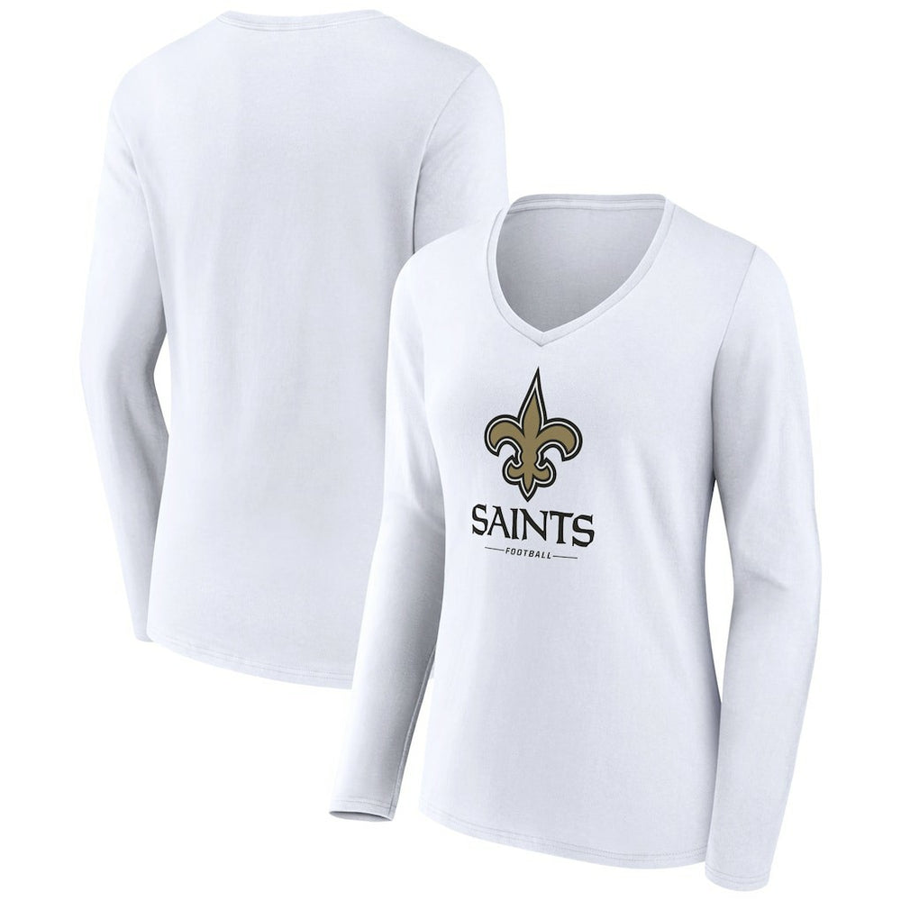 Women's Logo Team Lockup Long Sleeve V-Neck T-Shirt - New Orleans Saints T-shirts