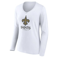 Women's Logo Team Lockup Long Sleeve V-Neck T-Shirt - New Orleans Saints T-shirts