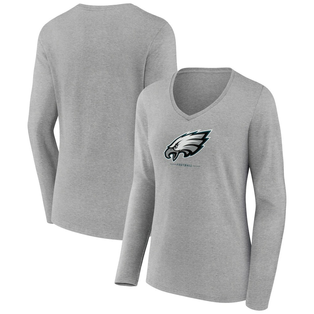 Women's Logo Team Lockup Long Sleeve V-Neck T-Shirt - Philadelphia Eagles T-shirts