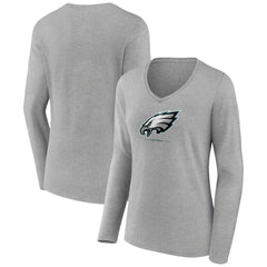 Women's Logo Team Lockup Long Sleeve V-Neck T-Shirt - Philadelphia Eagles T-shirts