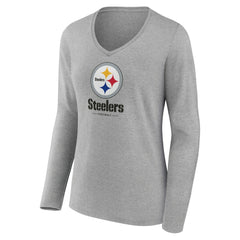 Women's Logo Team Lockup Long Sleeve V-Neck T-Shirt - Pittsburgh Steelers T-shirts