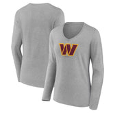 Women's Logo Team Lockup Long Sleeve V-Neck T-Shirt - Washington Commanders T-shirts