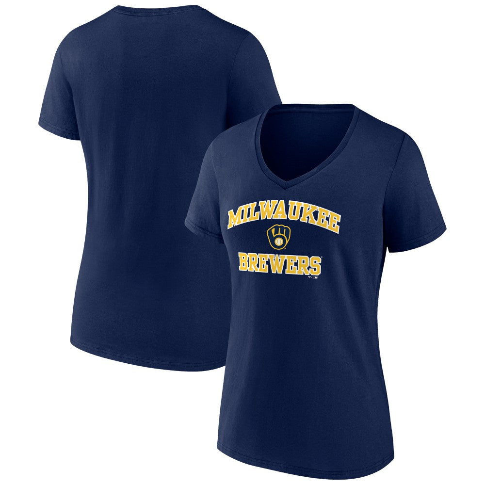 Navy Milwaukee Brewers Women's Heart and Soul V-Neck T-Shirt