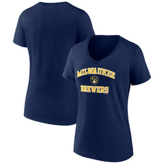 Navy Milwaukee Brewers Women's Heart and Soul V-Neck T-Shirt