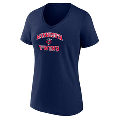 Navy Minnesota Twins Women's Heart and Soul V-Neck T-Shirt