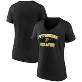 Black Pittsburgh Pirates Women's Heart and Soul V-Neck T-Shirt