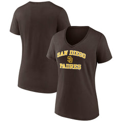 Brown San Diego Padres Women's Heart and Soul V-Neck T-Shirt