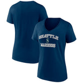 Navy Seattle Mariners Women's Heart and Soul V-Neck T-Shirt