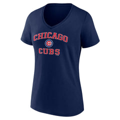 Navy Chicago Cubs Women's Heart and Soul V-Neck T-Shirt
